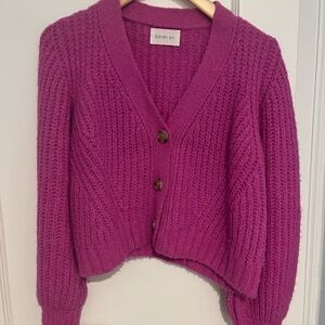 Eleven Six Fuchsia Knit Button-Front Cardigan Sweater